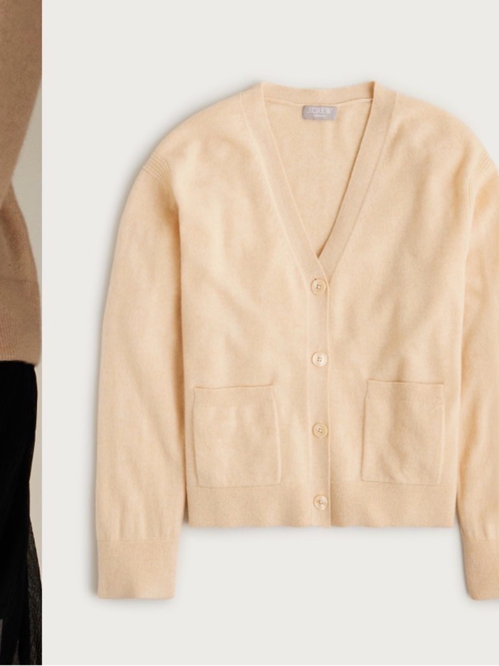J. Crew Light Cream V-Neck Button Cardigan